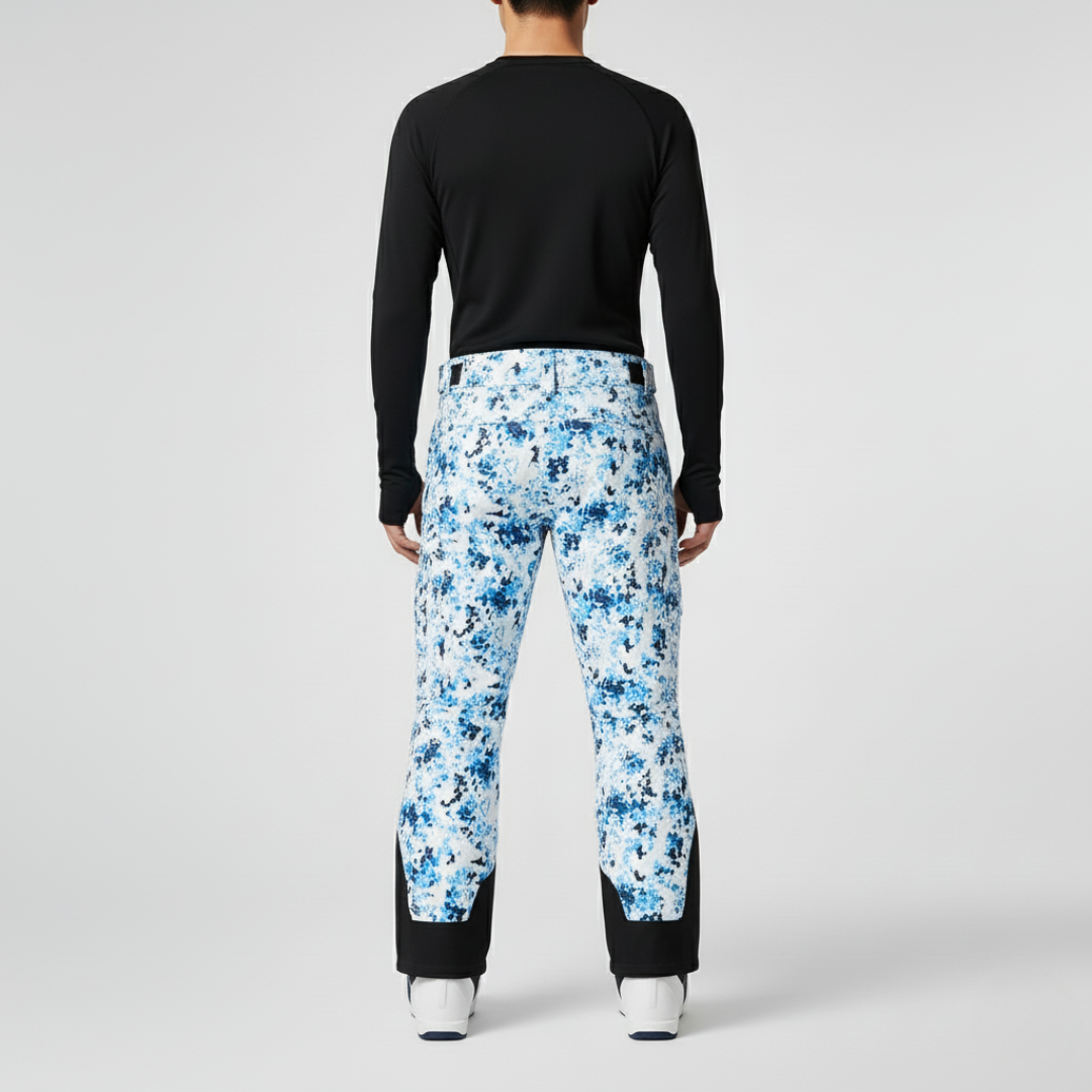 Pantaloni Neve Uomo Stampati | Pantaloni Sci Blu Bianco Fantasia Camo Impermeabili