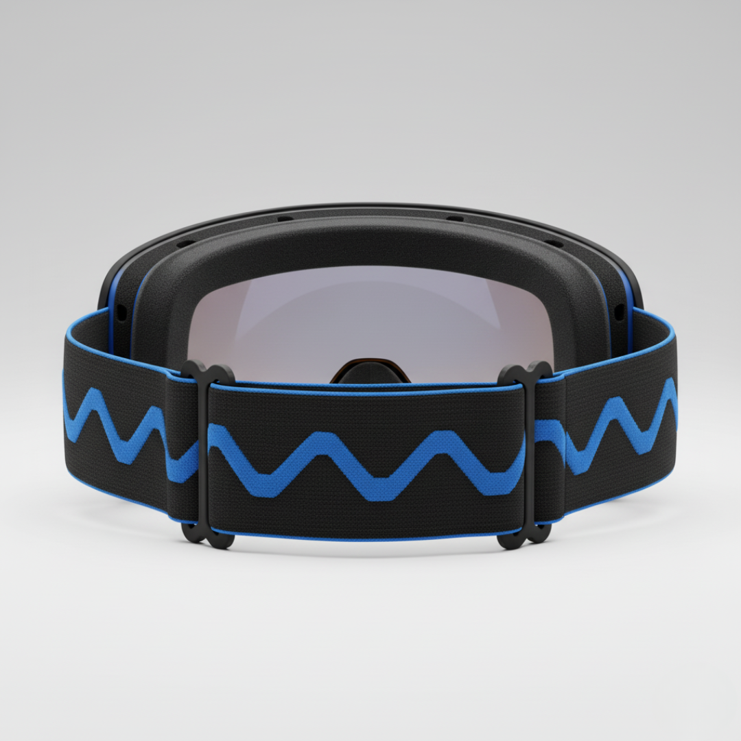 Maschera Visione Ampia | Maschera da Sci Nero Blu Specchiata Sferica Anti-fog