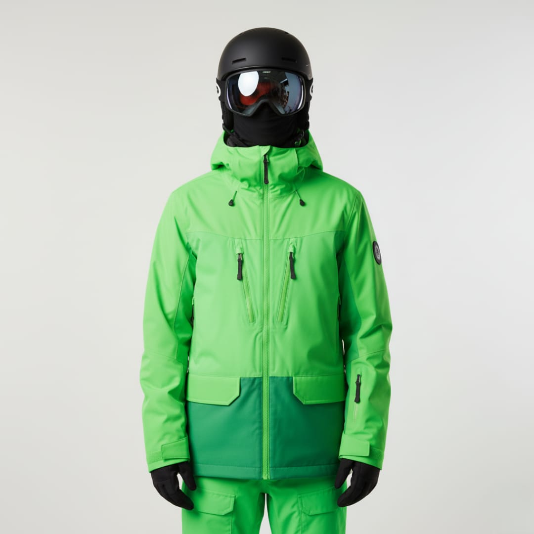 Giacca Freeride | Giacca da Sci Verde Neon Bloccato Impermeabile Tecnico