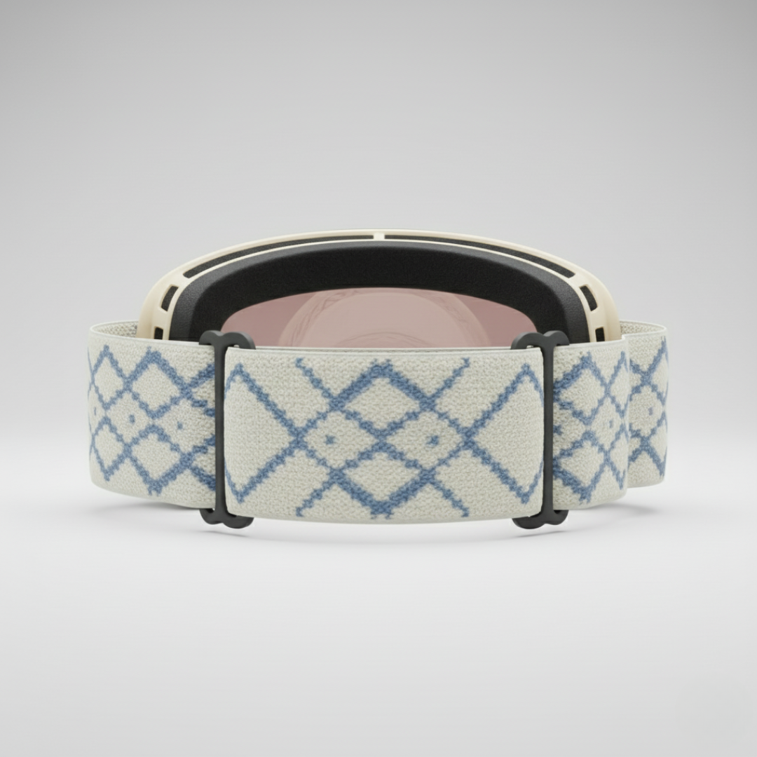 Maschera Sci Donna Stile | Maschera Neve Beige Oro Rosa Lente Specchiata Fantasia