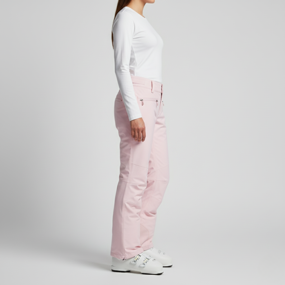 Pantaloni da Sci Classici Donna | Pantaloni Neve Rosa Chiaro Imbottiti Impermeabili Pista