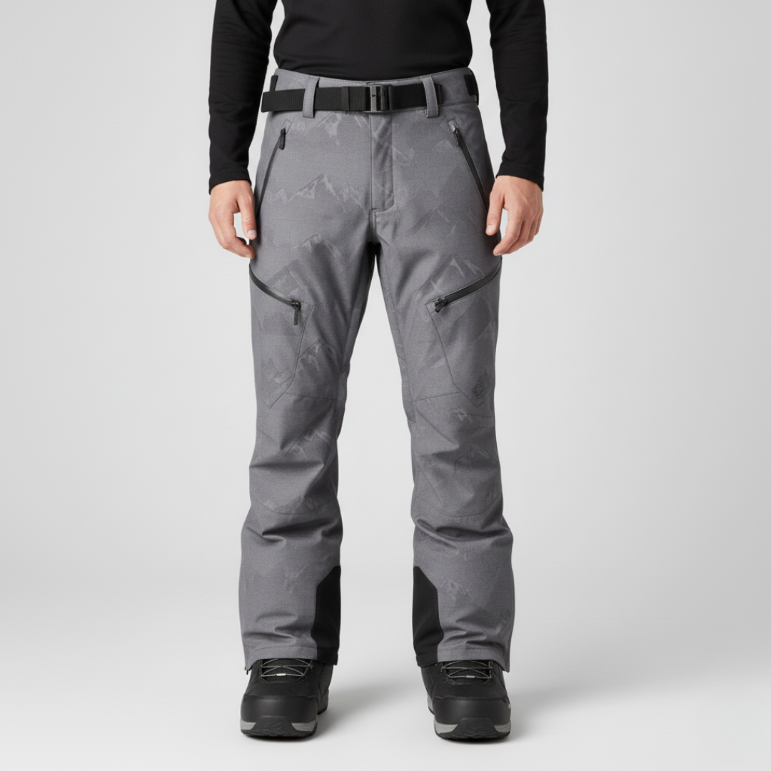 Pantaloni Tecnici Uomo | Pantaloni Sci Grigio Stampa Montagna Impermeabili Guscio