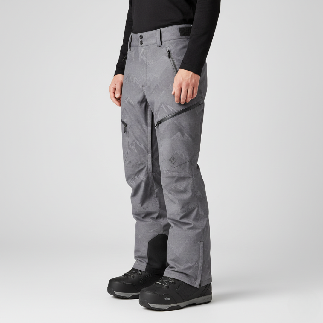 Pantaloni Tecnici Uomo | Pantaloni Sci Grigio Stampa Montagna Impermeabili Guscio