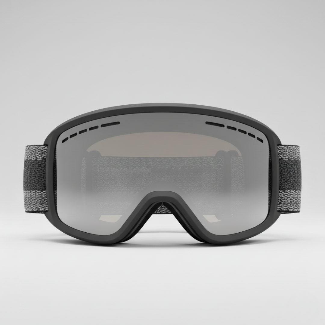 Maschera Neve Universale | Maschera da Sci Nero Grigio Specchiata Cilindrica