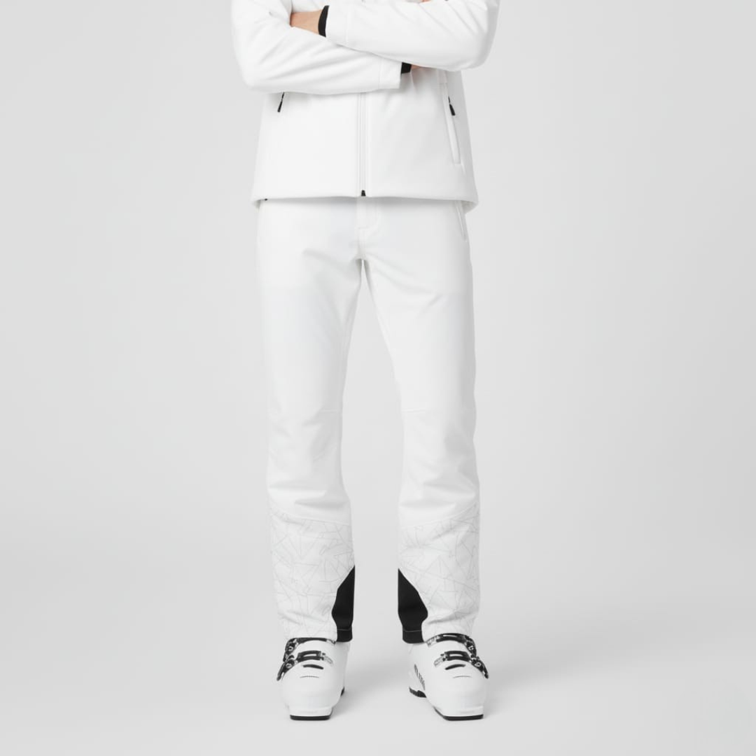 Pantaloni da Sci Uomo | Pantaloni Neve Bianco Aderenti Geometria Softshell