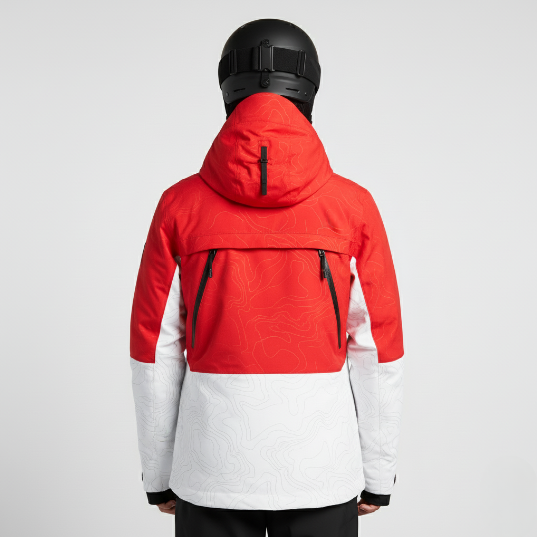 Giacca Tecnica Shell | Giacca da Sci Rosso Bianco Impermeabile