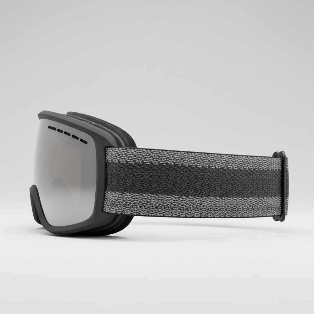 Maschera Neve Universale | Maschera da Sci Nero Grigio Specchiata Cilindrica