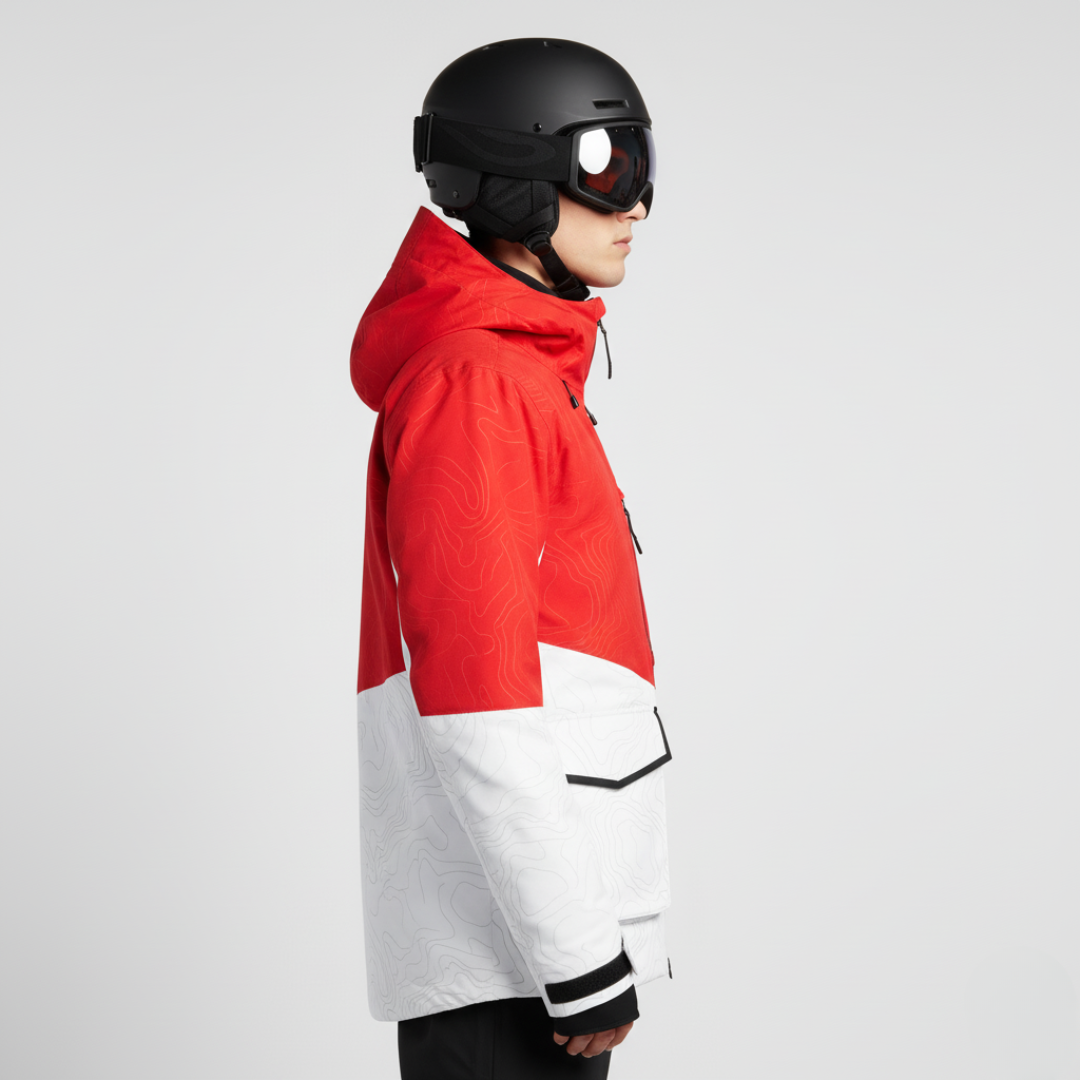 Giacca Tecnica Shell | Giacca da Sci Rosso Bianco Impermeabile