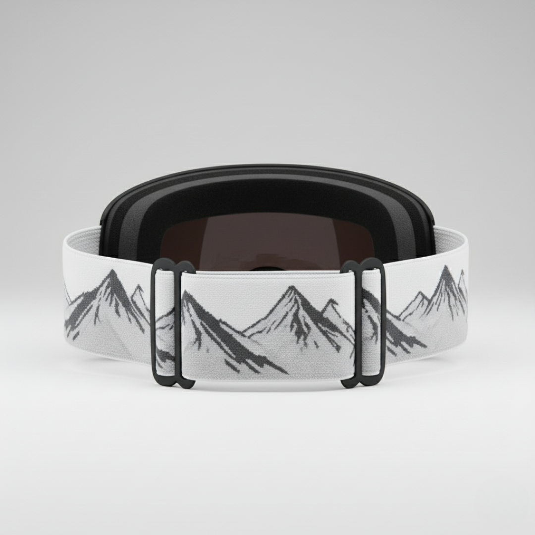 Maschera Visione Freeride | Maschera da Sci Nero Argento Bianco Stampa Montagna